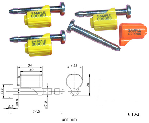 Numbered Plastic Bolt High Security Seals Iso 17712 For Truck / Trailer